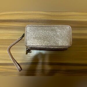 Gold glitter wallet clutch
